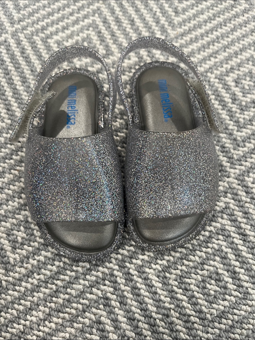Mini Melissa Glitter Slingback Sandals - Silver Sparkle
